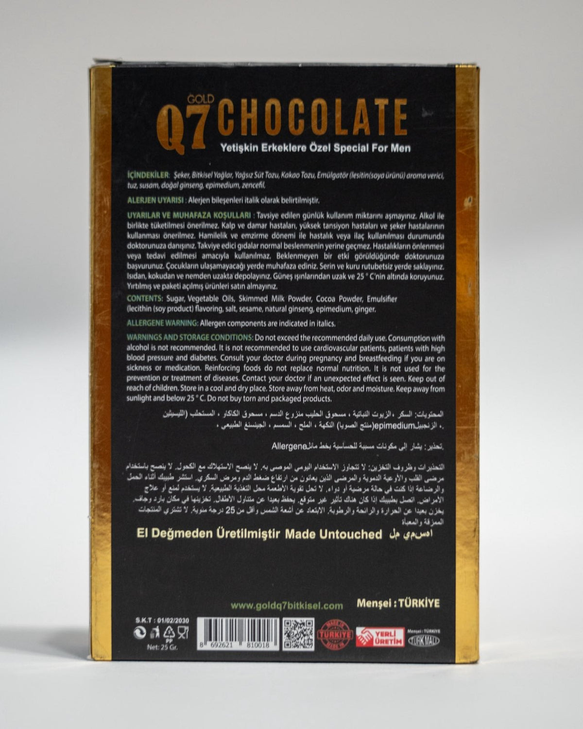 Chocolate afrodisíaco para hombres - Gold Q7 Chocolate